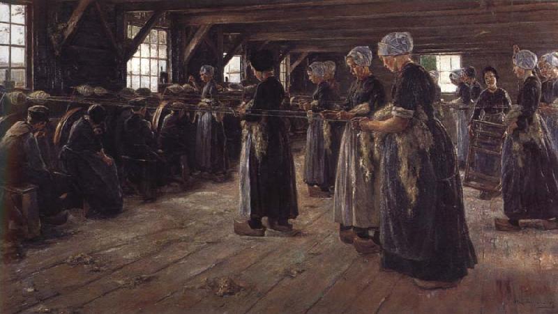 Max Liebermann The Flax Spinners oil painting image